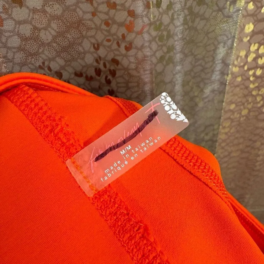 Free People Movement Space Race Orange Bike Shorts Medium NWOT